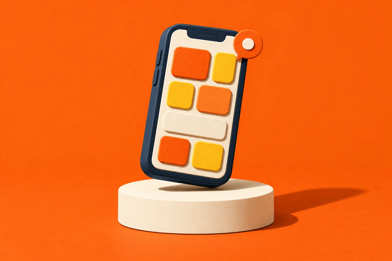 Illustration of a smartphone with business application tiles